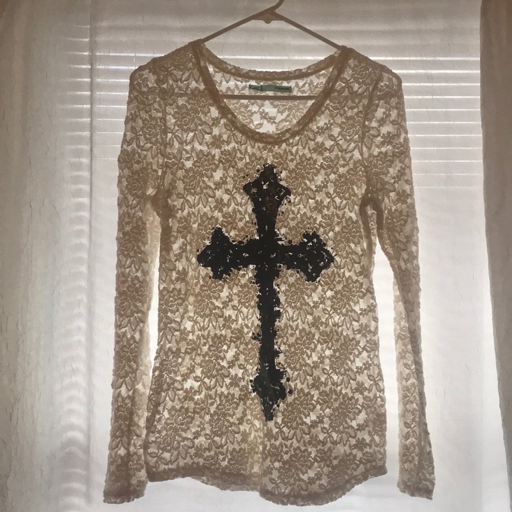 Creme Lace Cross Shirt